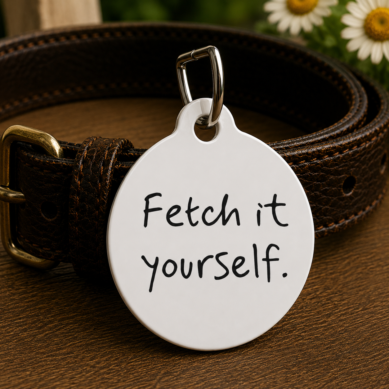 Fetch It Yourself Funny Dog ID Tag | Cute Pet Tag | Personalized Dog ID Tag