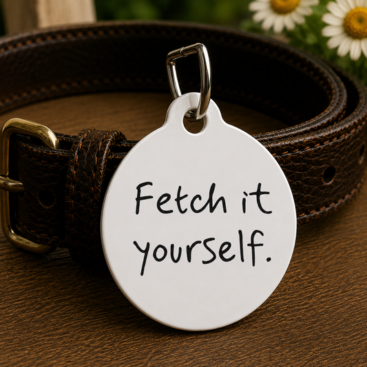 Fetch It Yourself Funny Dog ID Tag | Cute Pet Tag | Personalized Dog ID Tag