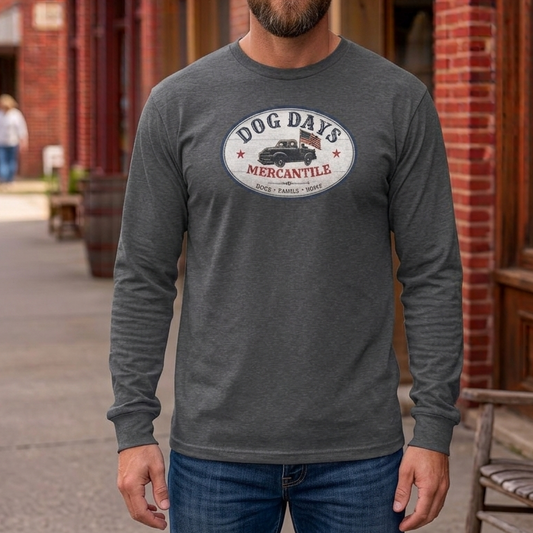 Dog Days Mercantile Logo Long Sleeve T-Shirt | Unisex Gildan® Long Sleeve Tee | Farmhouse Americana Dog Lover Shirt