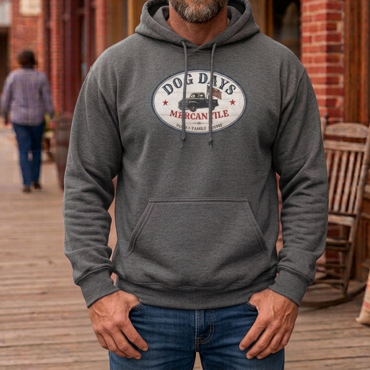 Dog Days Mercantile Logo Hoodie | Vintage Americana Gildan® Unisex Hooded Sweatshirt