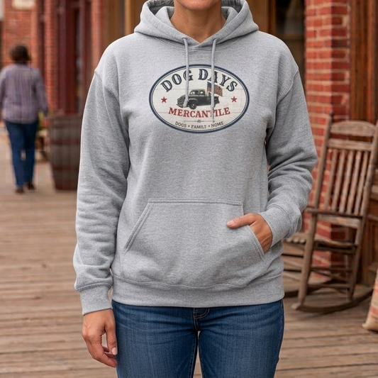 Dog Days Mercantile Logo Hoodie | Vintage Americana Gildan® Unisex Hooded Sweatshirt
