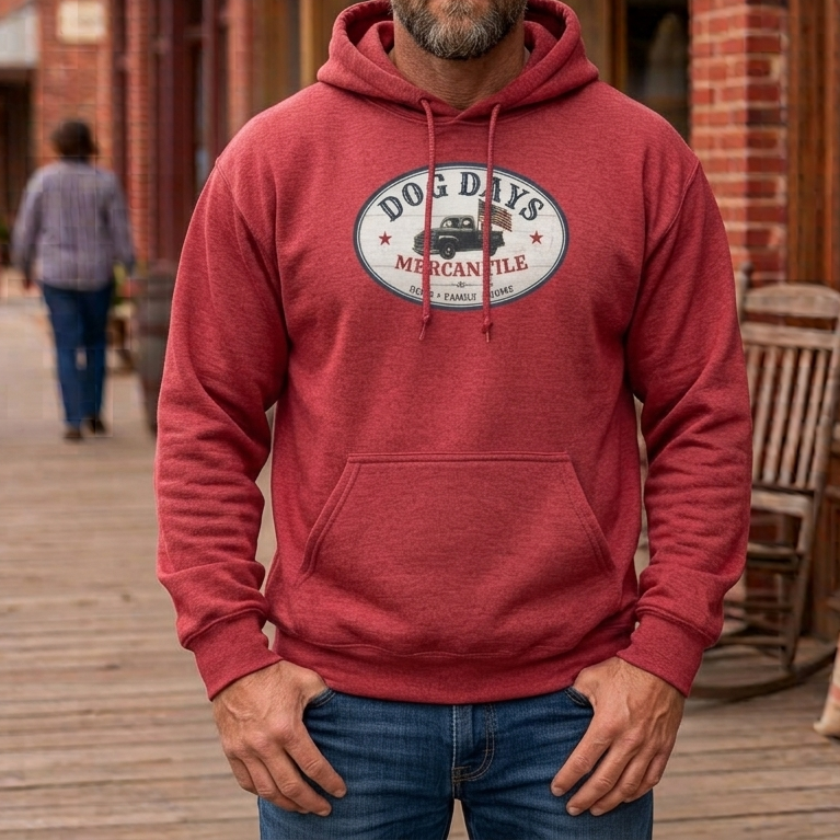 Dog Days Mercantile Logo Hoodie | Vintage Americana Gildan® Unisex Hooded Sweatshirt