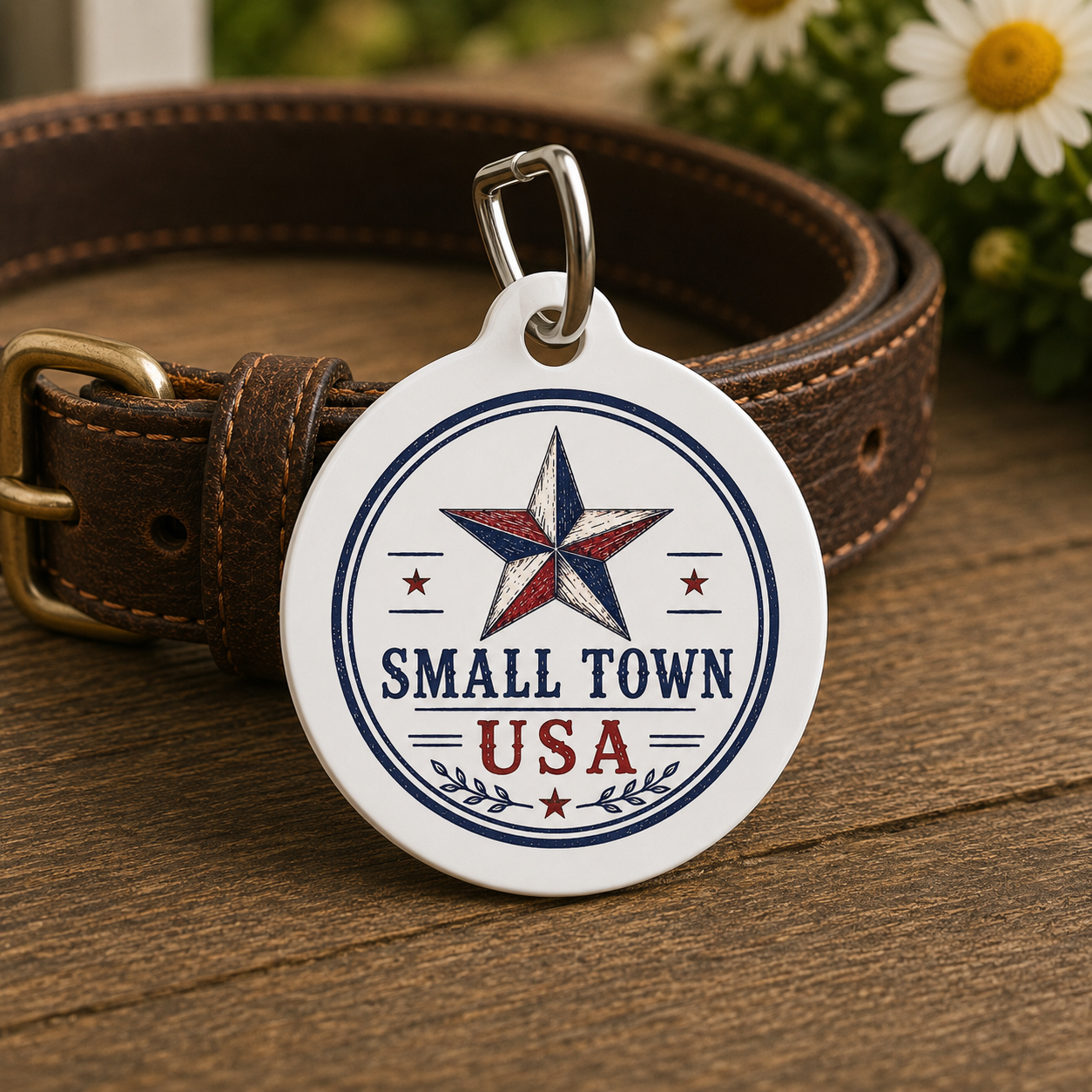 Small Town USA Personalized Americana Dog Tag | Vintage Farmhouse Dog ID Tag | Custom Pet Tag | Dog Days Mercantile