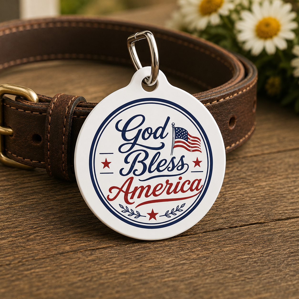 God Bless America Personalized Americana Dog Tag | Vintage Farmhouse Dog ID Tag | Custom Pet Tag | Dog Days Mercantile