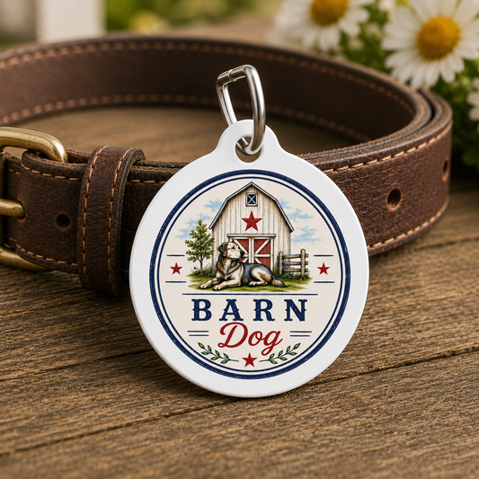 Barn Dog Personalized Americana Dog Tag | Vintage Farmhouse Dog ID Tag | Custom Pet Tag | Dog Days Mercantile