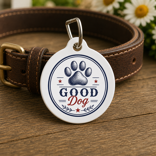 Good Dog Personalized Americana Dog Tag | Vintage Farmhouse Dog ID Tag | Custom Pet Tag | Dog Days Mercantile