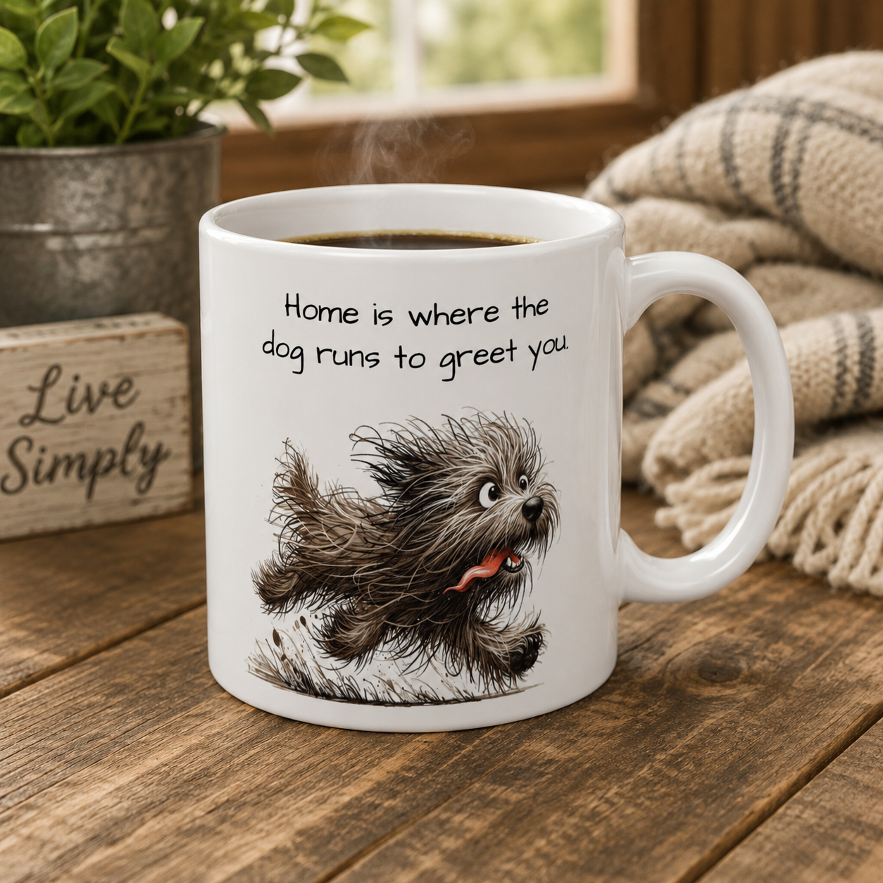 Home Is Where the Dog Runs to Greet You Mug | Dog Lover Coffee Mug | 11 oz Ceramic Mug