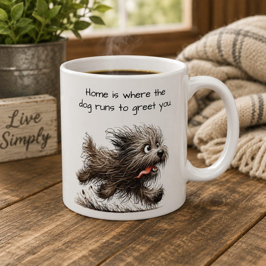 Home Is Where the Dog Runs to Greet You Mug | Dog Lover Coffee Mug | 11 oz Ceramic Mug