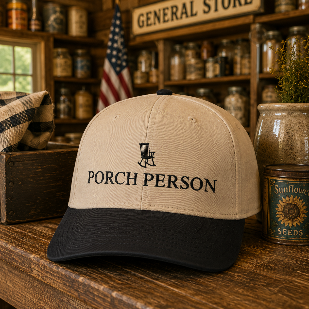 Porch Person Embroidered Trucker Hat | Vintage Country Baseball Cap | Farmhouse Style | Front Porch Club Hat