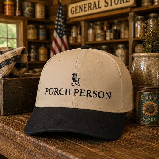 Porch Person Embroidered Trucker Hat | Vintage Country Baseball Cap | Farmhouse Style | Front Porch Club Hat