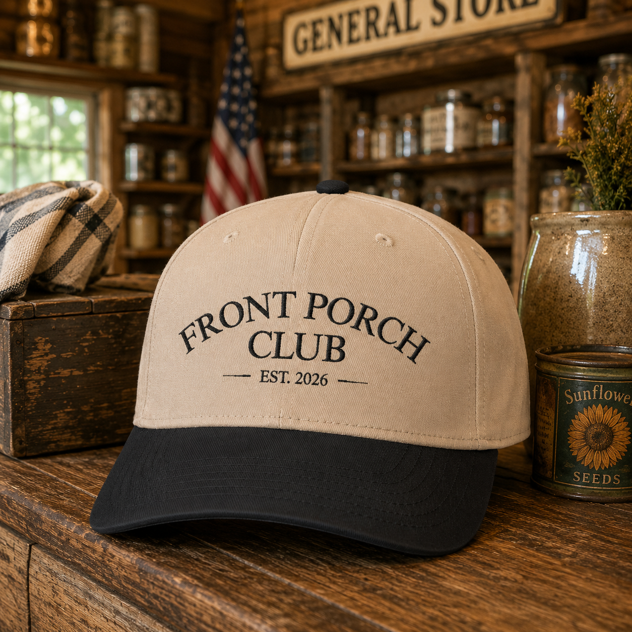 Front Porch Club Est. 2026 Embroidered Trucker Hat | Vintage Country Baseball Cap
