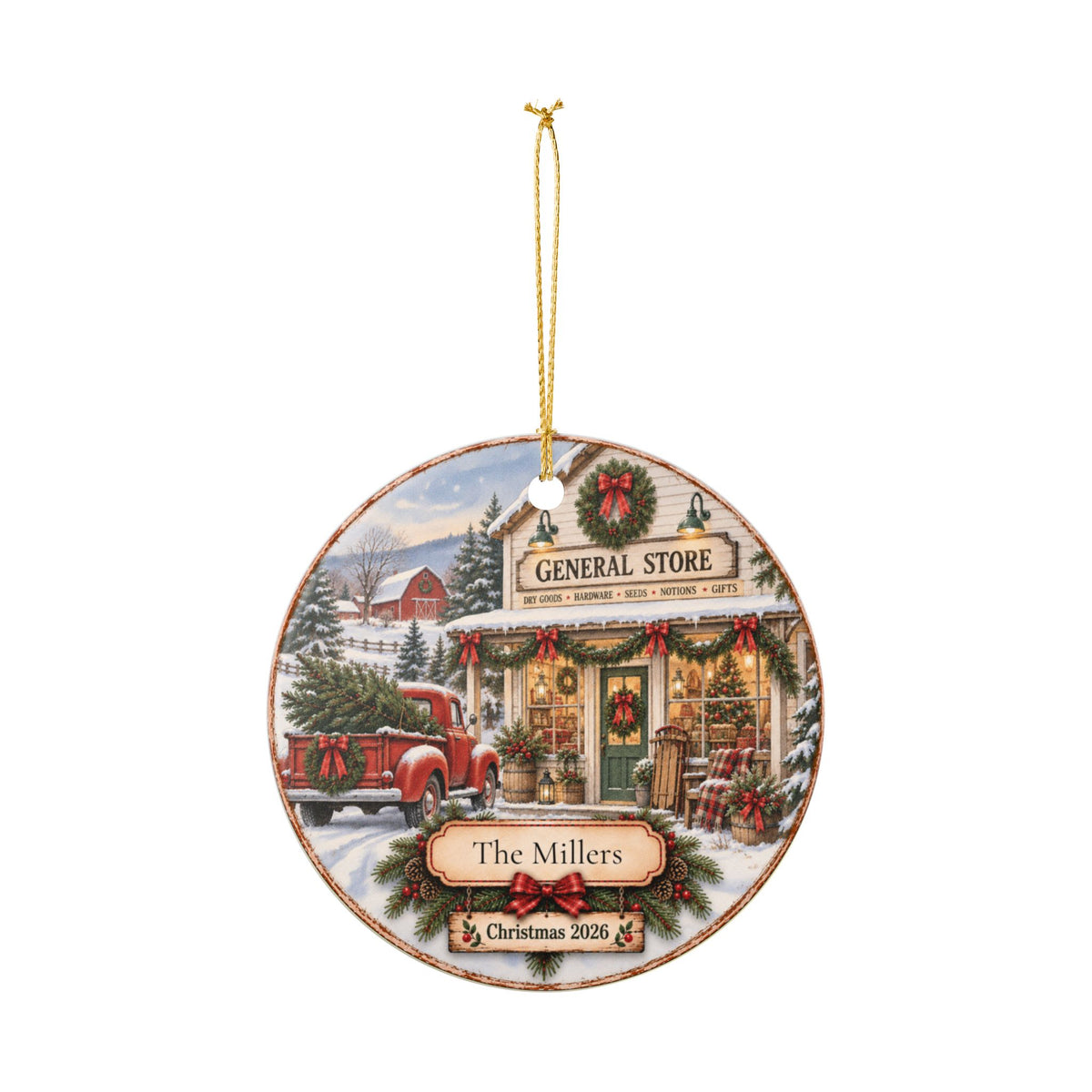 Personalized Christmas General Store Ornament | Family Name Ornament | Nostalgic Christmas Keepsake
