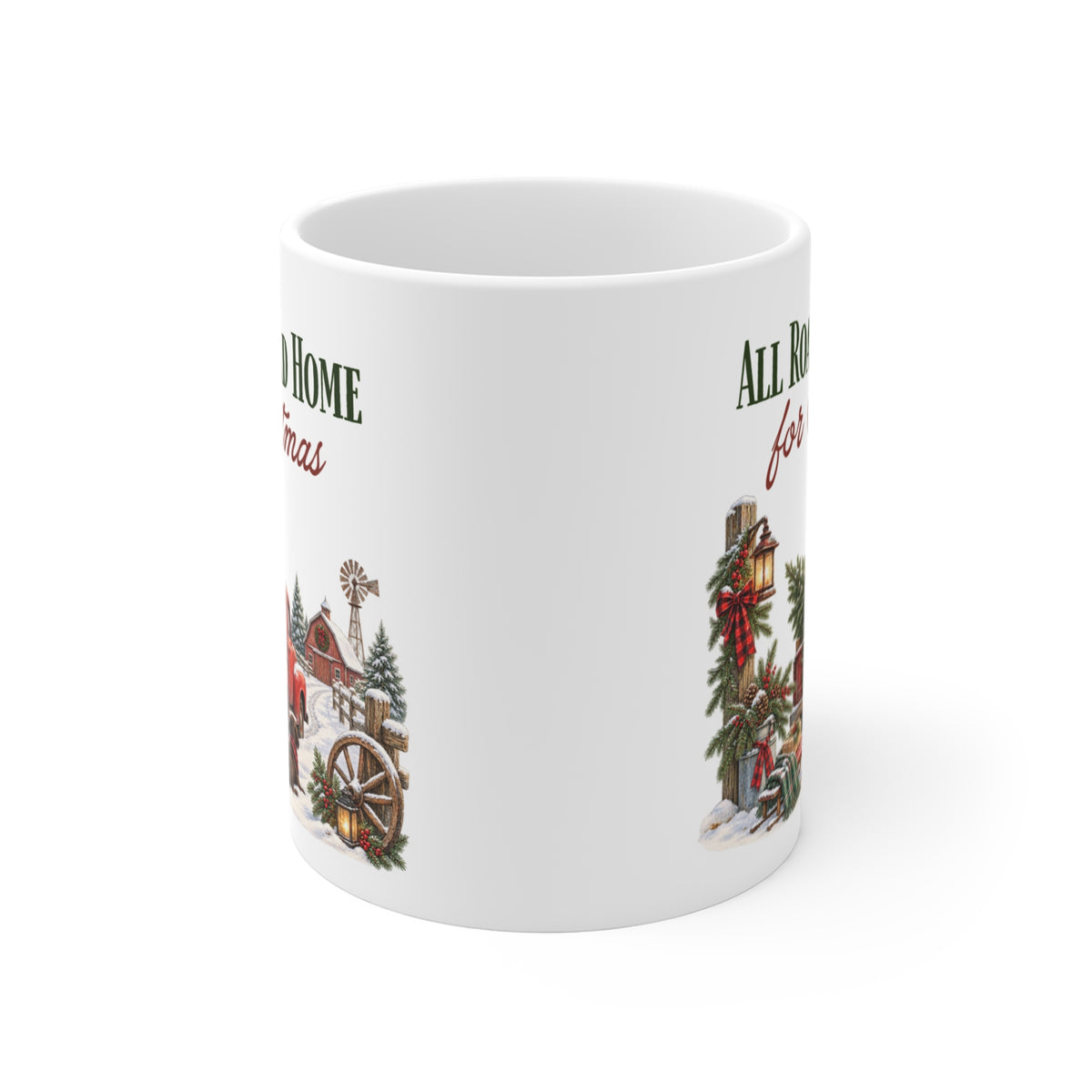 All Roads Lead Home for Christmas Mug | Vintage Red Truck | Nostalgic Christmas Gift | 11 oz Ceramic Mug