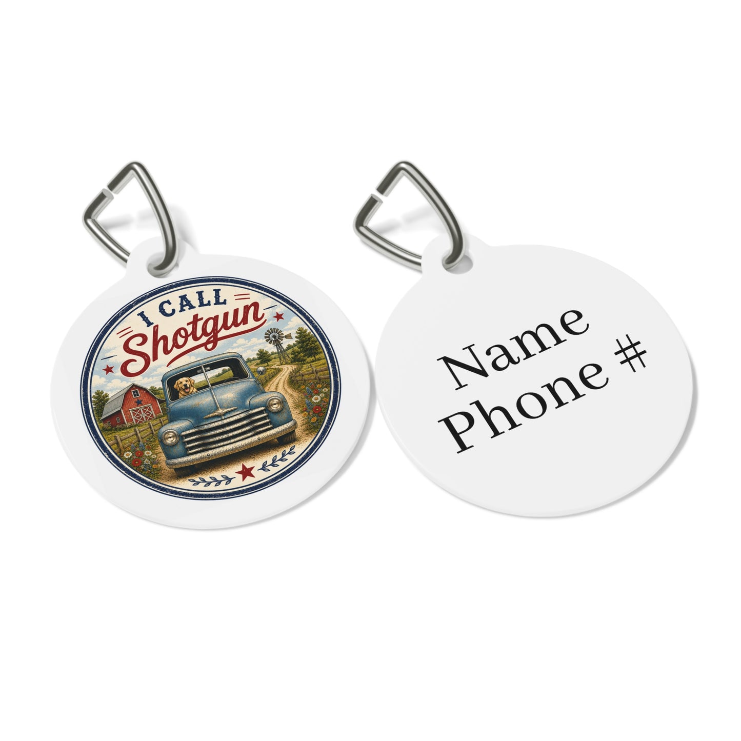 I Call Shotgun Personalized Americana Dog Tag | Vintage Farmhouse Dog ID Tag | Custom Pet Tag | Dog Days Mercantile
