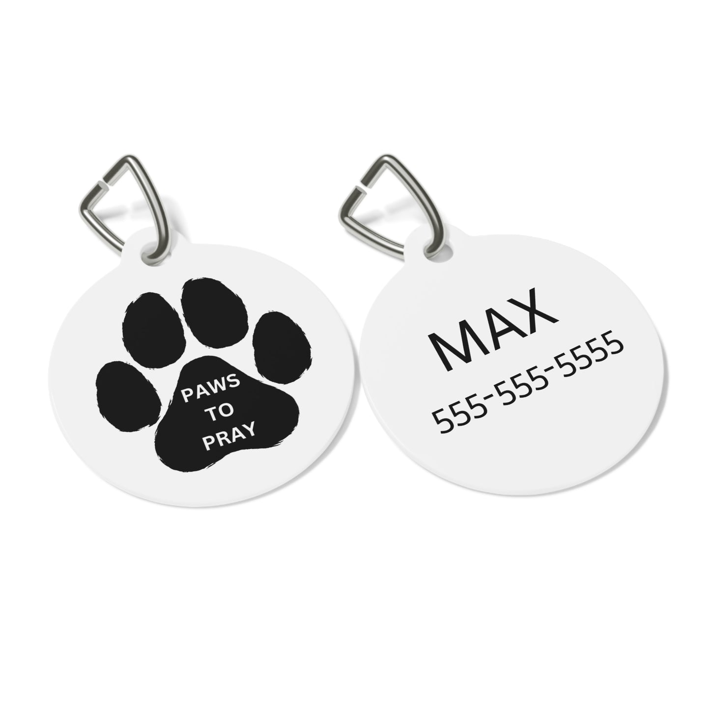 Paws To Pray Dog ID Tag | Christian Pet Tag | Personalized Dog Collar Tag