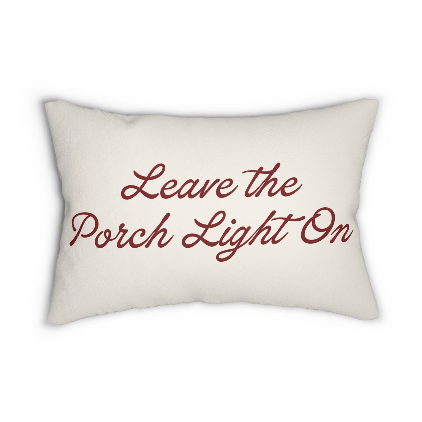 Leave The Porch Light On Lumbar Pillow | Farmhouse Throw Pillow | Rustic Americana Accent Cushion | Country Porch Decor