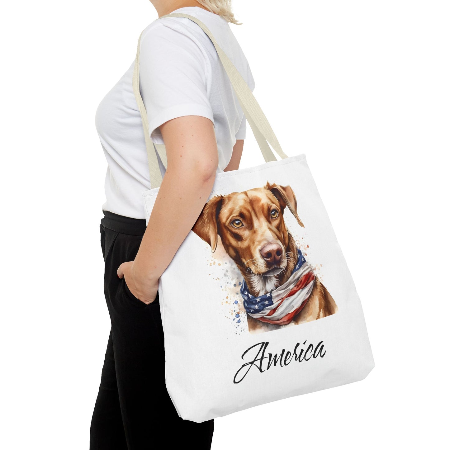 Patriotic Dog - 18" Large Tote Bag