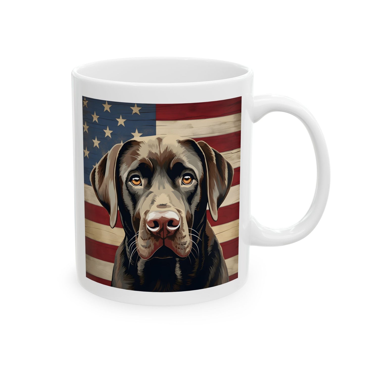 Patriotic Labrador Retriever Mug | 11 oz Ceramic Coffee Mug | American Flag Dog Lover Gift
