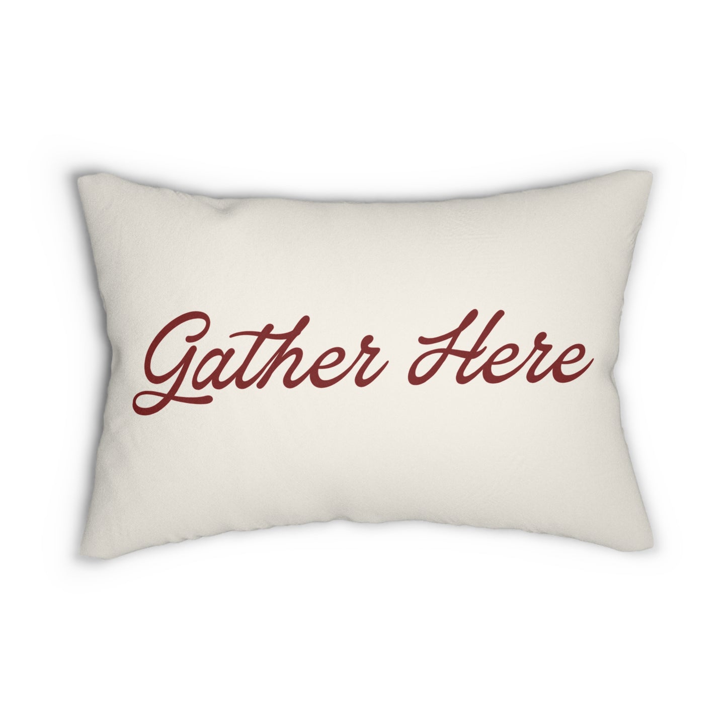 Gather Here Lumbar Pillow | Farmhouse Throw Pillow | Rustic Americana Accent Cushion | Country Porch Decor
