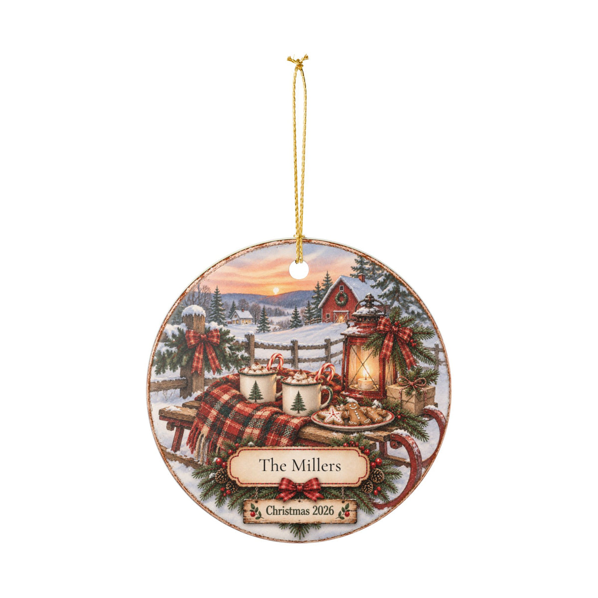 Personalized Christmas Eve Hot Cocoa Ornament | Family Name Christmas Ornament | Cozy Christmas Keepsake