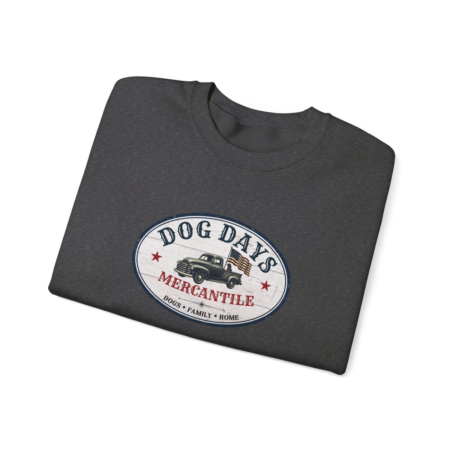 Dog Days Mercantile Logo Crewneck Sweatshirt | Gildan Unisex Medium-Heavy Blend® Fleece Sweatshirt | Cozy Farmhouse Americana Pullover