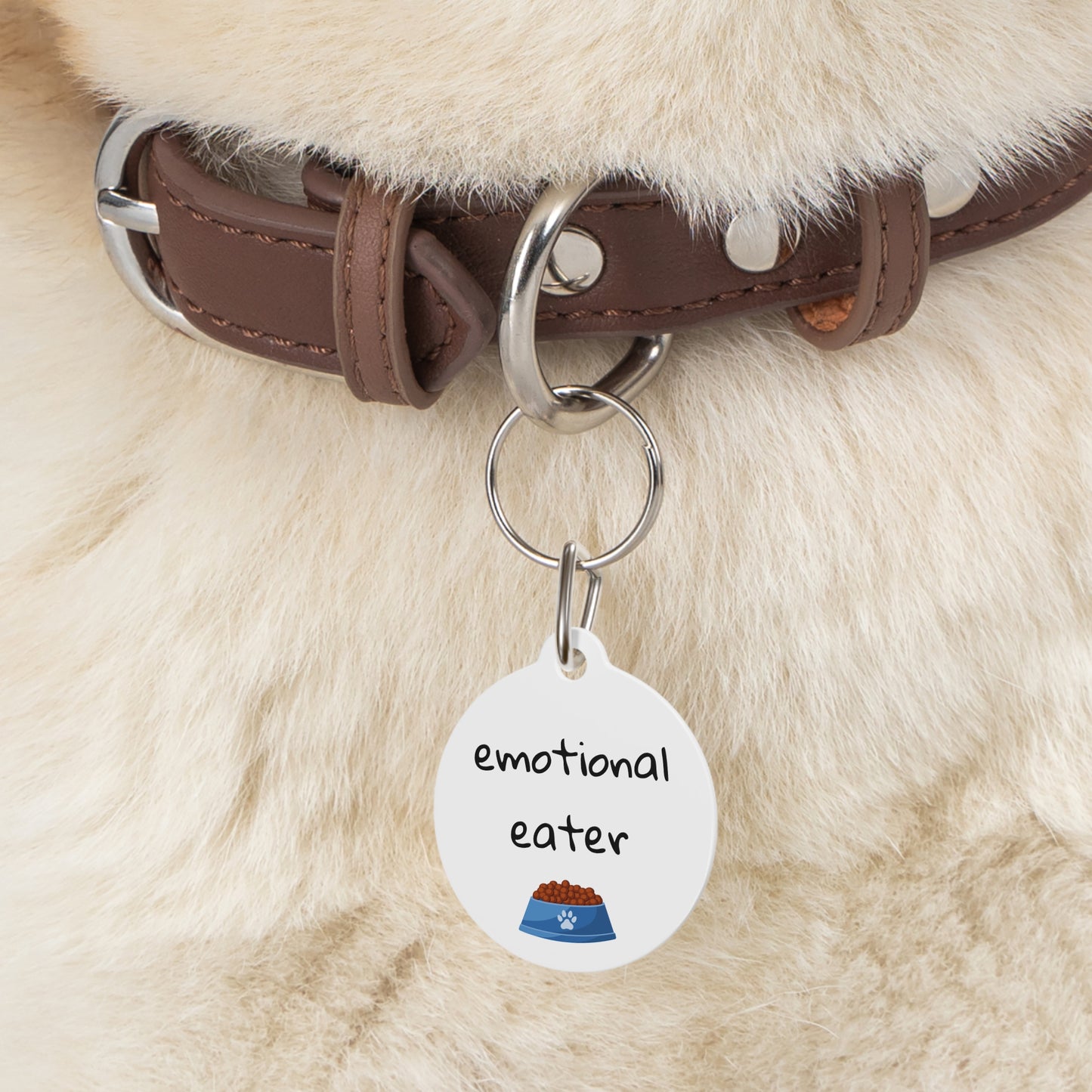 Emotional Eater Funny Dog ID Tag | Cute Pet Tag | Personalized Dog ID Tag