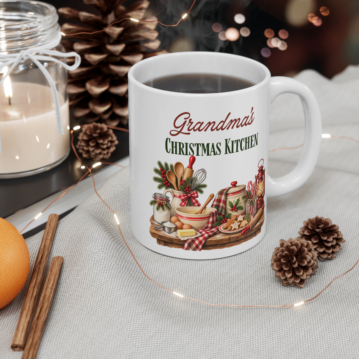 Grandma's Christmas Kitchen Mug | Vintage Christmas Baking | Nostalgic Holiday Gift | 11 oz Ceramic Mug