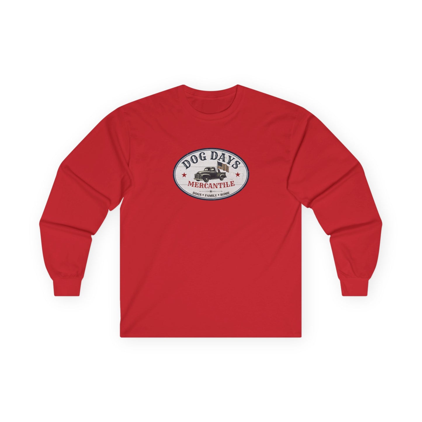 Dog Days Mercantile Logo Long Sleeve T-Shirt | Unisex Gildan® Long Sleeve Tee | Farmhouse Americana Dog Lover Shirt