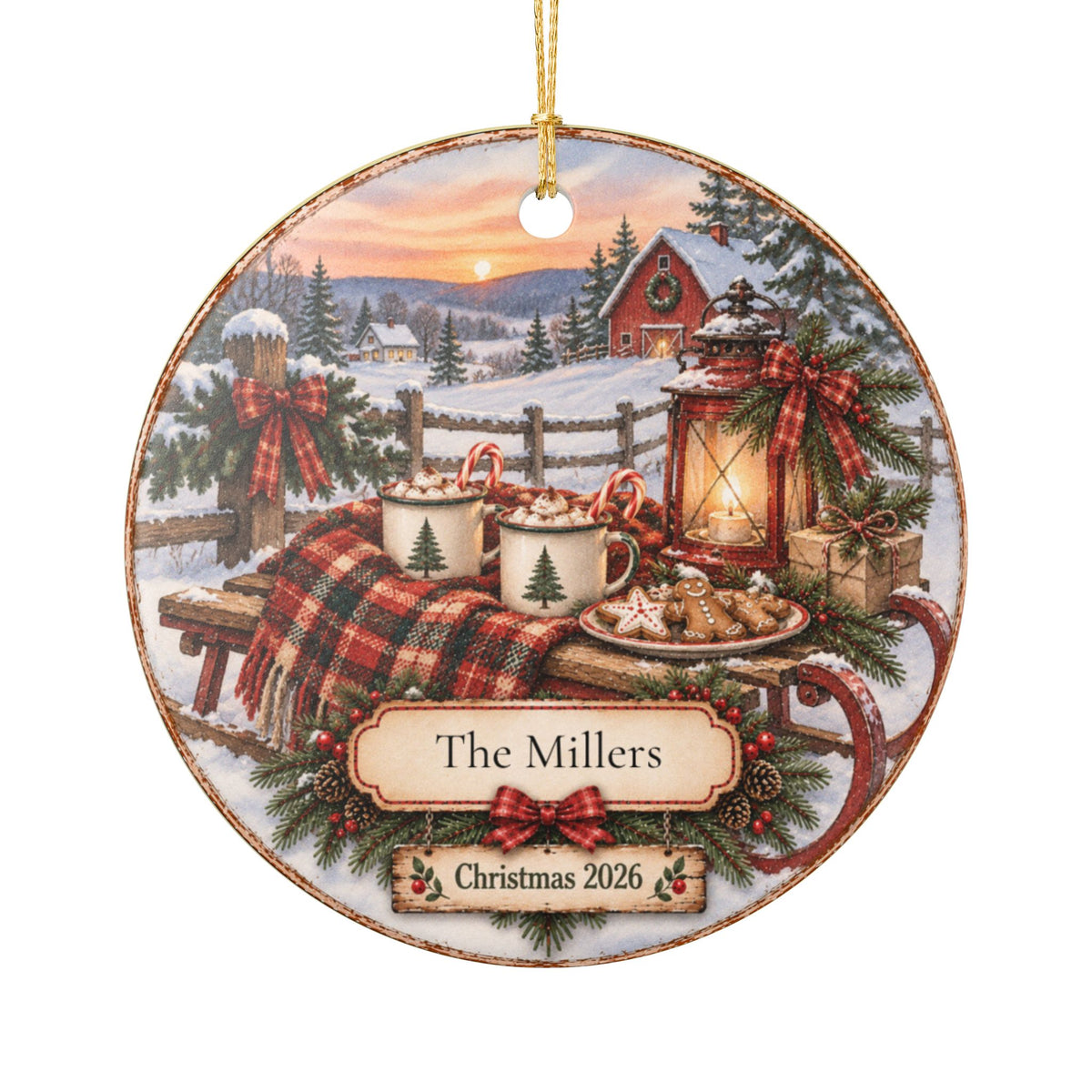 Personalized Christmas Eve Hot Cocoa Ornament | Family Name Christmas Ornament | Cozy Christmas Keepsake