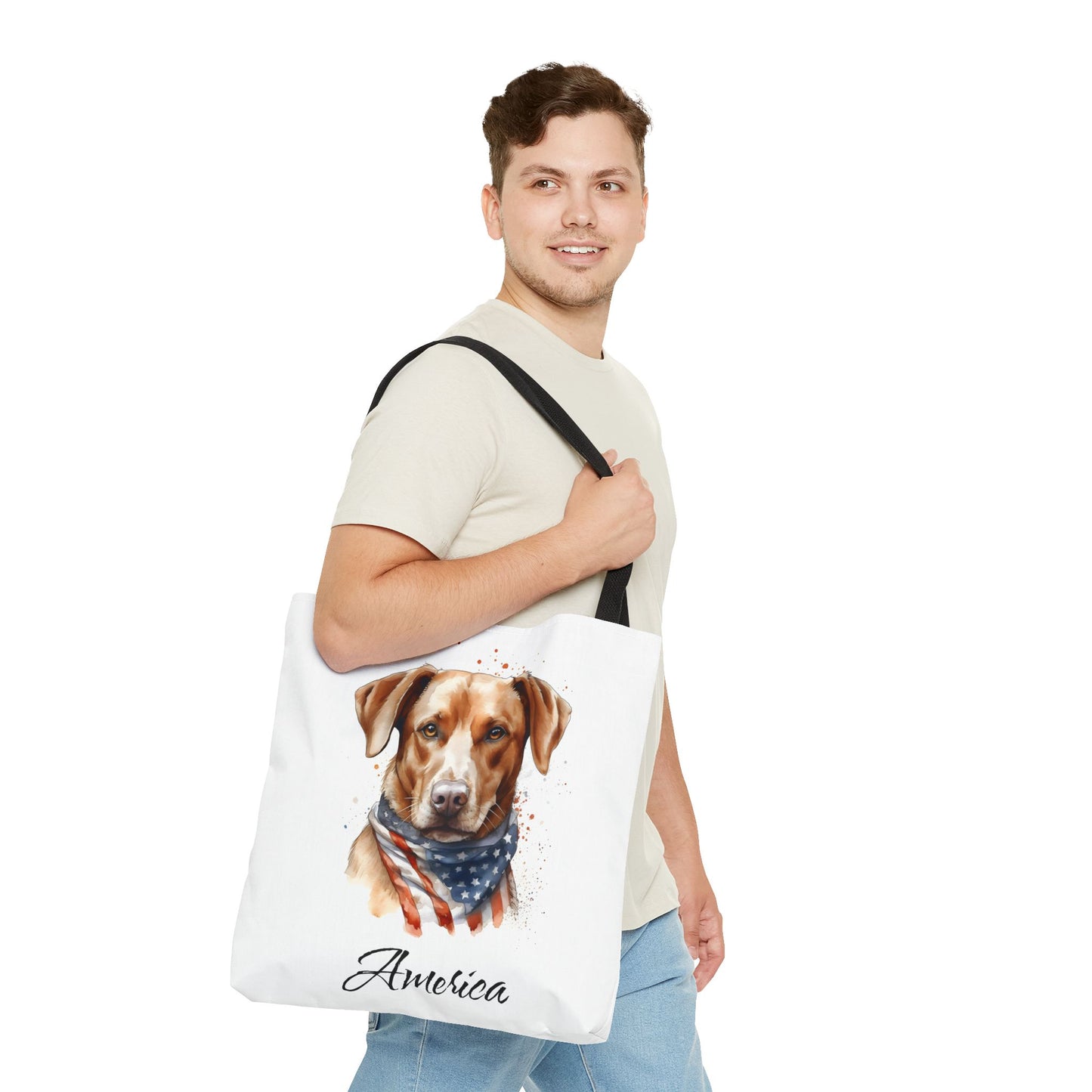 Patriotic Dog - 18" Large Tote Bag