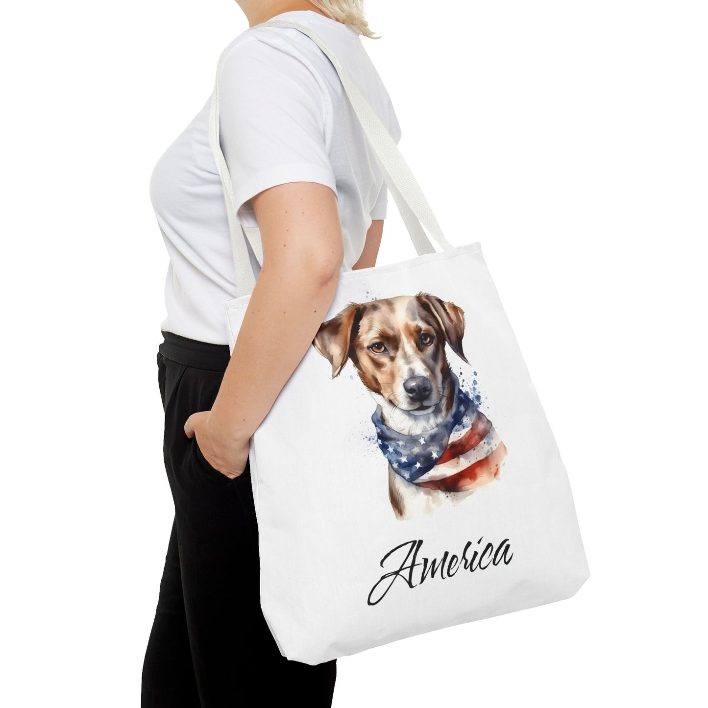 Patriotic Dog - 18" Large Tote Bag