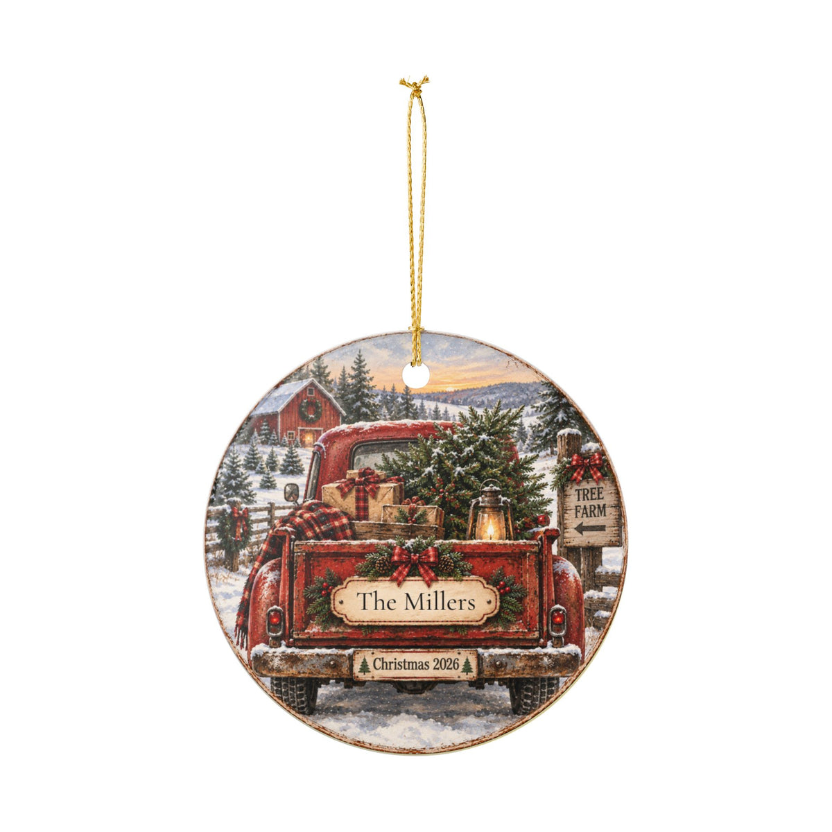 Personalized Christmas Truck Ornament | Family Name Vintage Truck Ornament | Nostalgic Christmas Keepsake