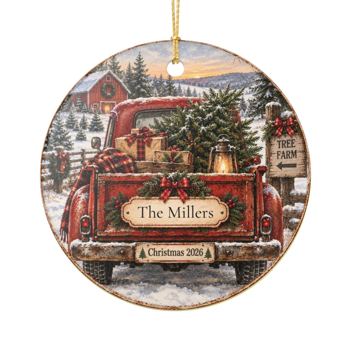 Personalized Christmas Truck Ornament | Family Name Vintage Truck Ornament | Nostalgic Christmas Keepsake