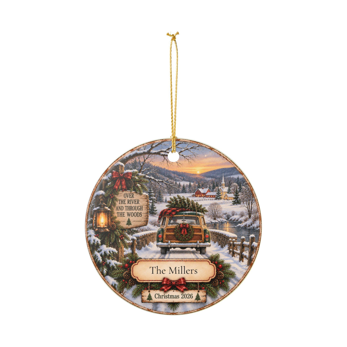 Over the River and Through the Woods Christmas Ornament | Personalized Family Ornament | Nostalgic Christmas Keepsake