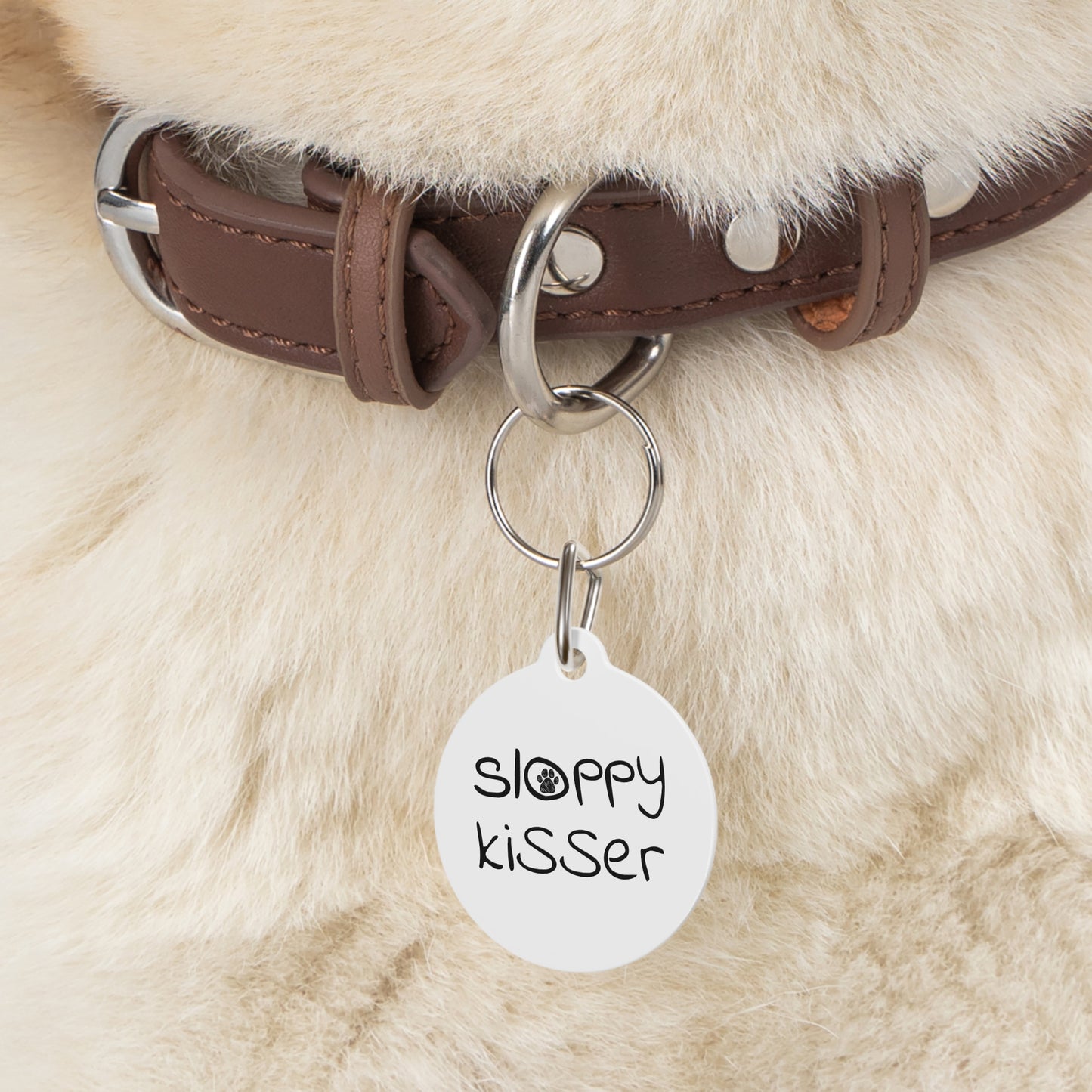 Sloppy Kisser Funny Dog ID Tag | Cute Pet Tag | Personalized Dog ID Tag