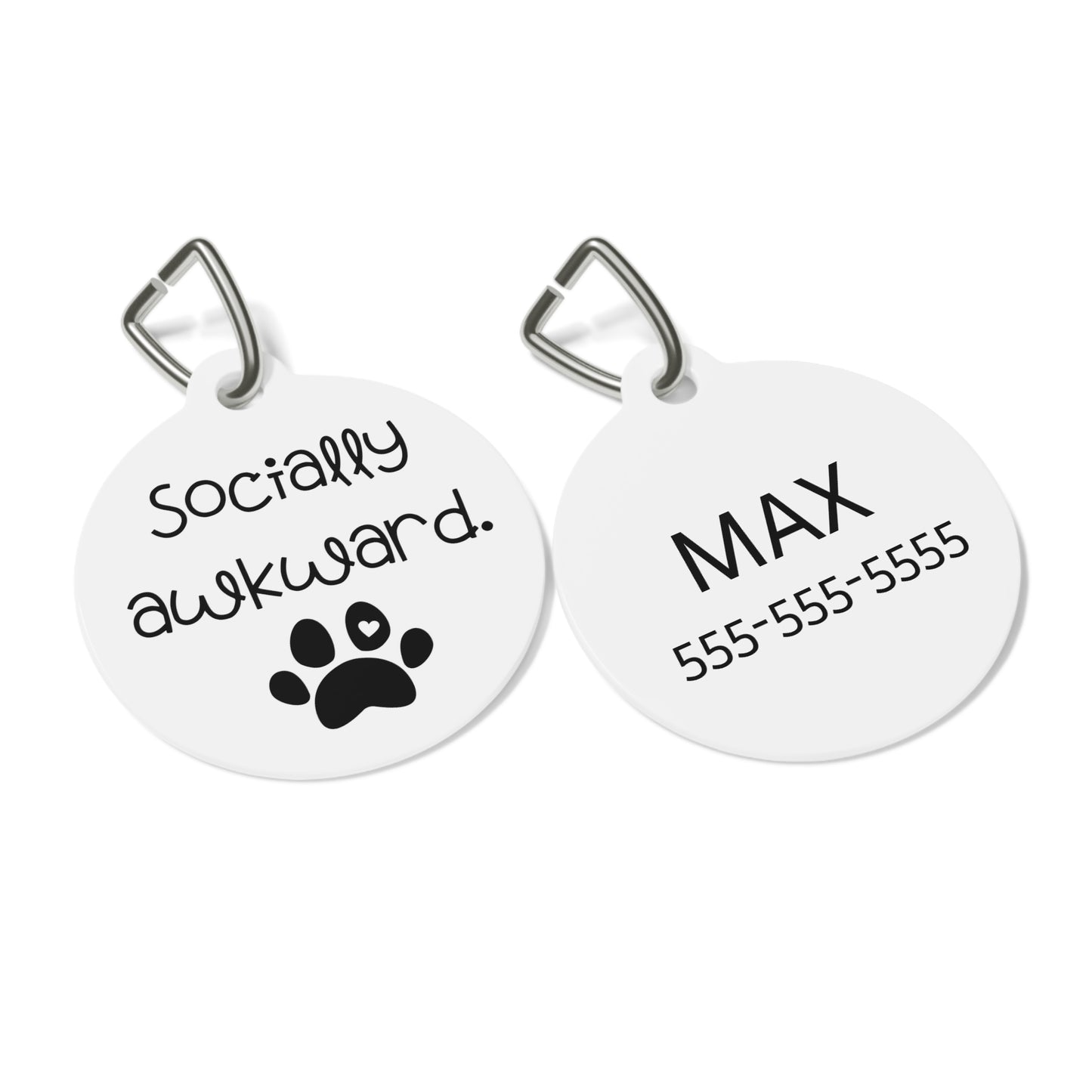 Socially Awkward Funny Dog ID Tag | Cute Pet Tag | Personalized Dog ID Tag