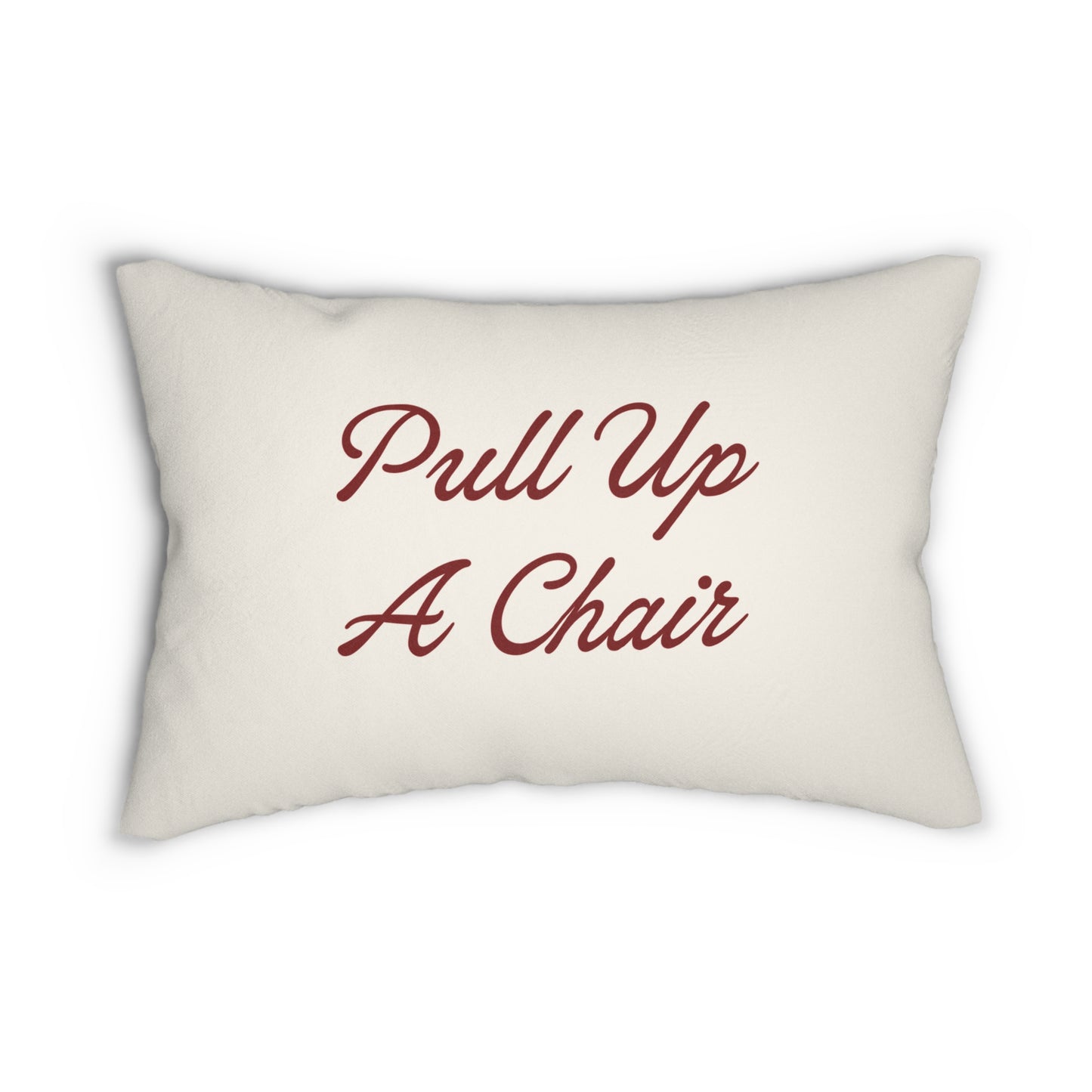 Pull Up A Chair Lumbar Pillow | Farmhouse Throw Pillow | Rustic Americana Accent Cushion | Country Porch Decor