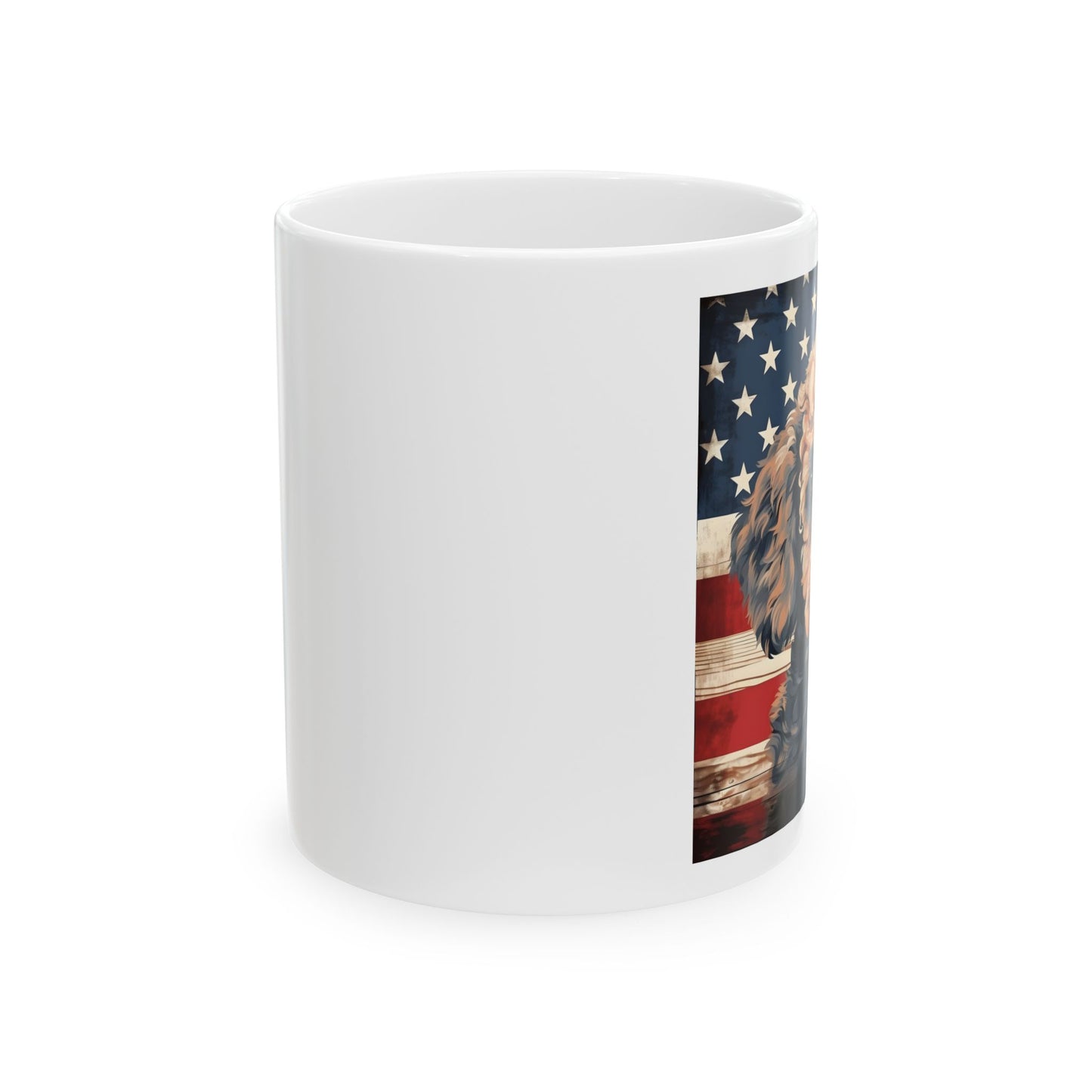 Patriotic Poodle Mug | 11 oz Ceramic Coffee Mug | American Flag Dog Lover Gift
