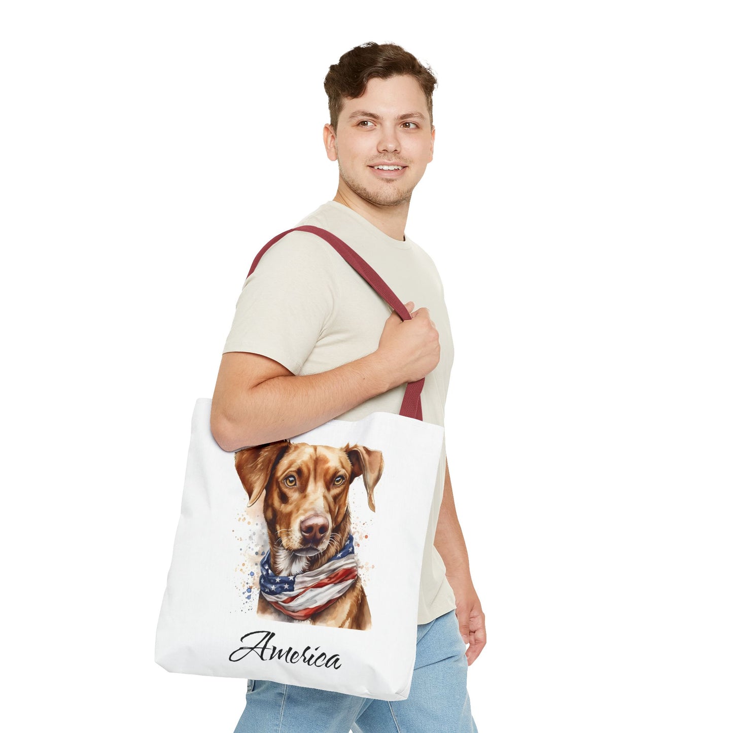 Patriotic Dog - 18" Large Tote Bag