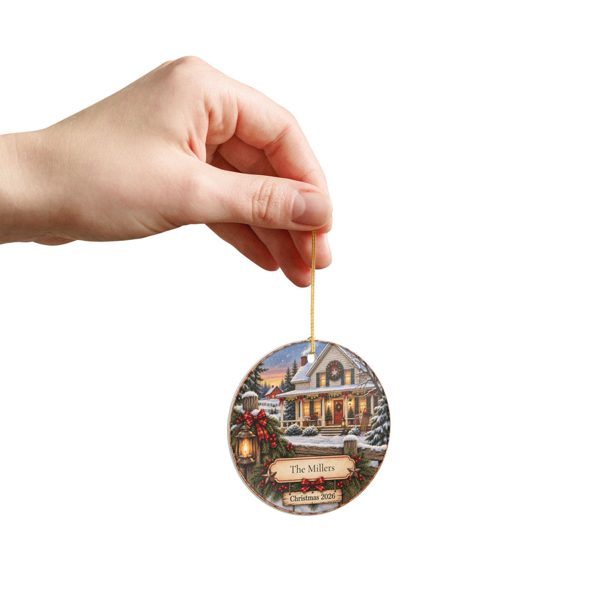 Personalized Christmas Farmhouse Ornament | Family Name Ornament | Nostalgic Christmas Keepsake