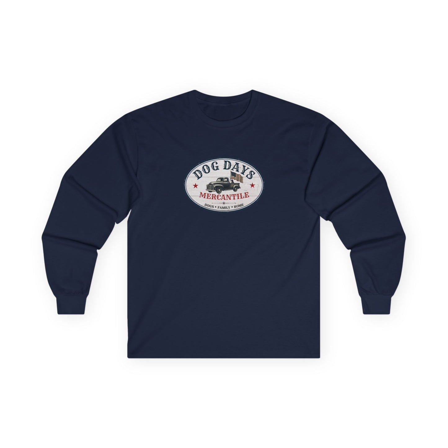 Dog Days Mercantile Logo Long Sleeve T-Shirt | Unisex Gildan® Long Sleeve Tee | Farmhouse Americana Dog Lover Shirt