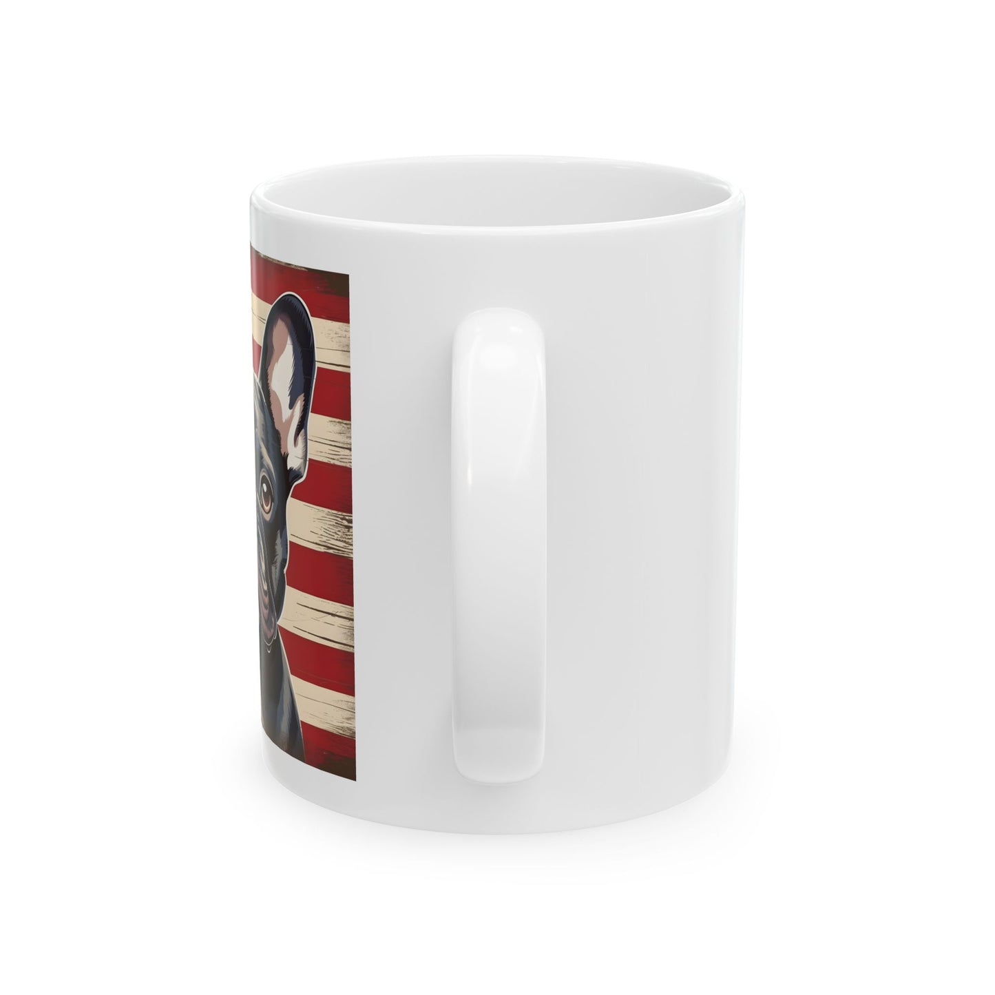 Patriotic French Bulldog Mug | 11 oz Ceramic Coffee Mug | American Flag Dog Lover Gift