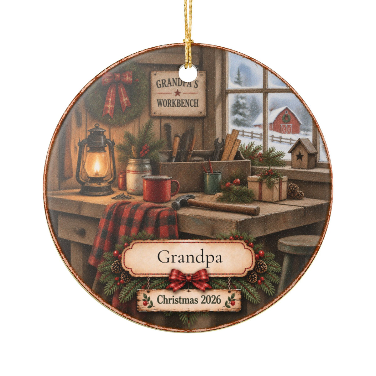 Grandpa's Workbench Christmas Ornament | Personalized Grandpa Ornament | Custom Family Keepsake
