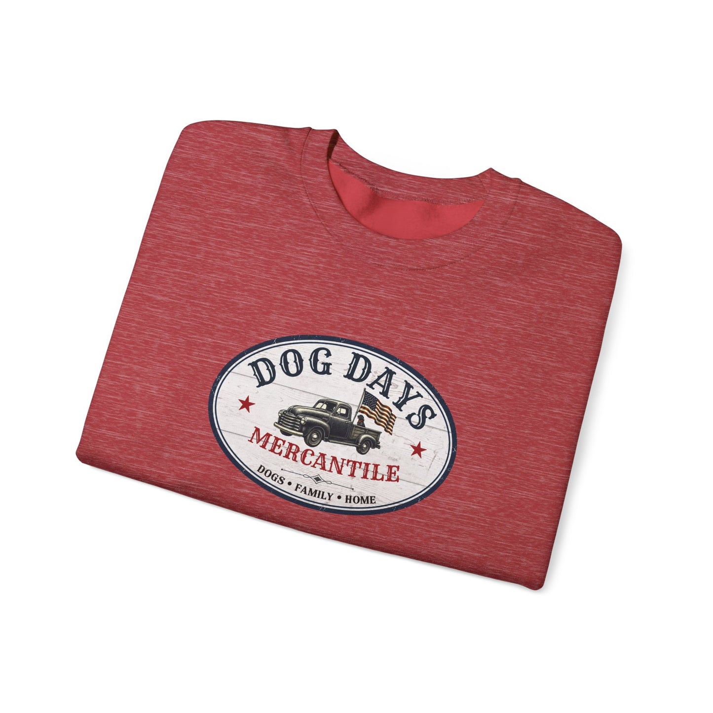 Dog Days Mercantile Logo Crewneck Sweatshirt | Gildan Unisex Medium-Heavy Blend® Fleece Sweatshirt | Cozy Farmhouse Americana Pullover