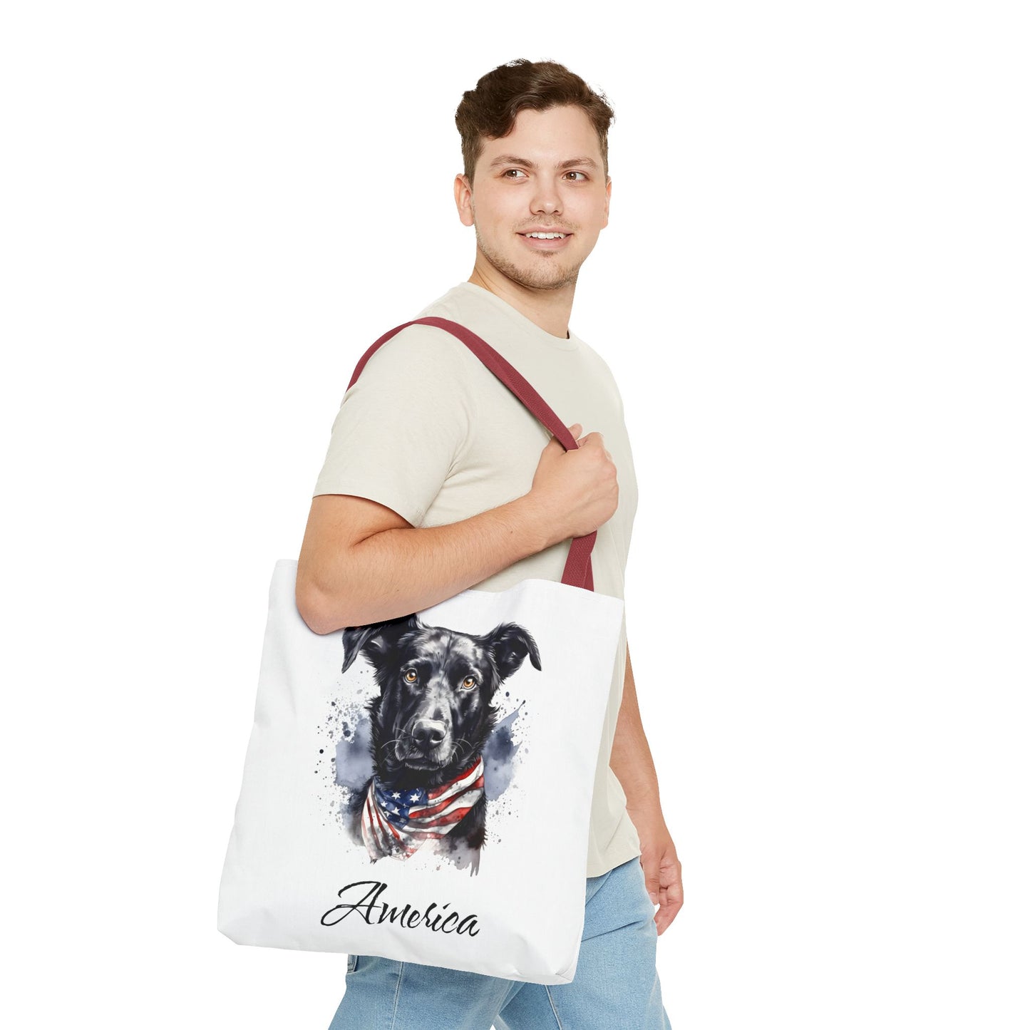 Patriotic Dog - 18" Large Tote Bag