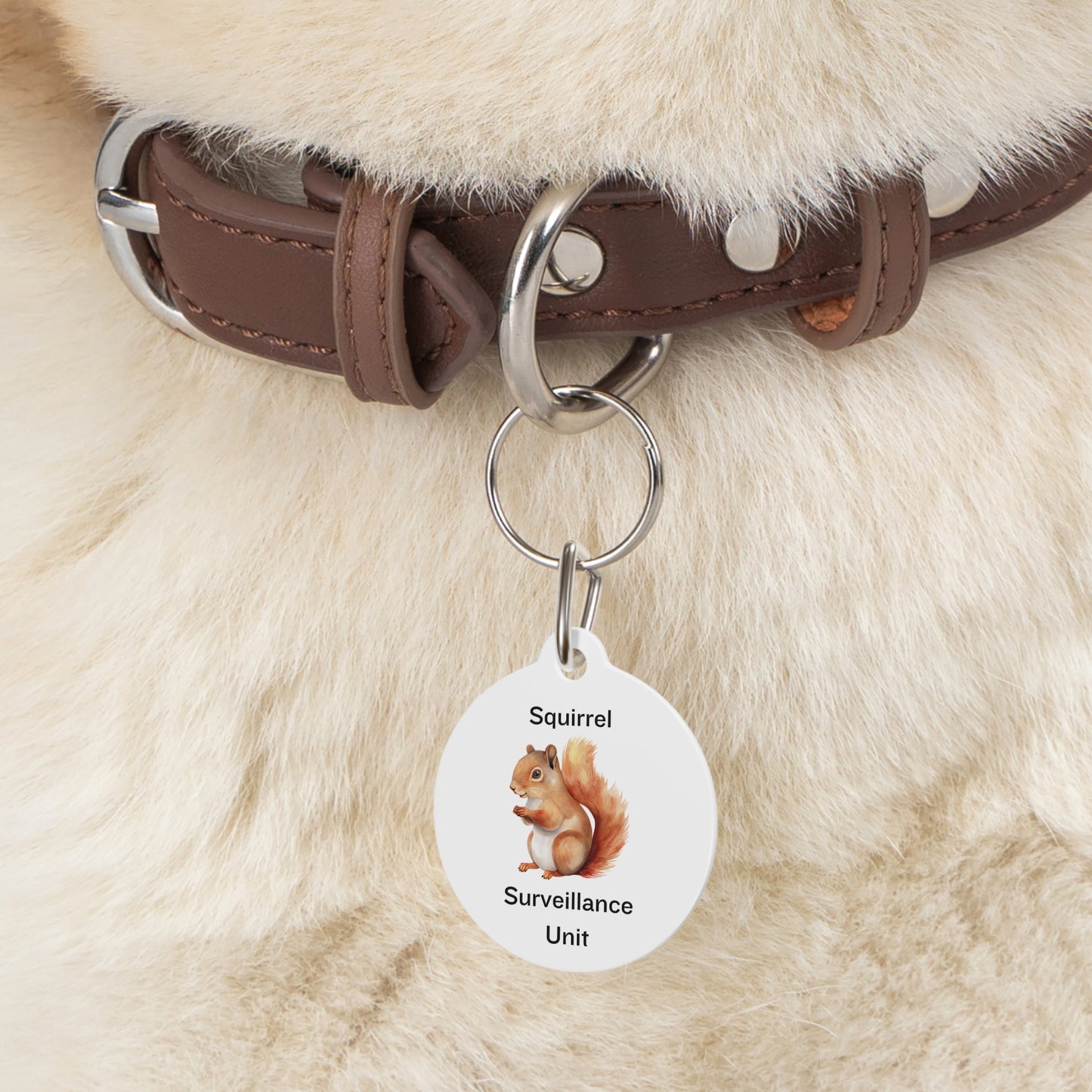 Squirrel Surveillance Unit Funny Dog ID Tag | Cute Pet Tag | Personalized Dog ID Tag