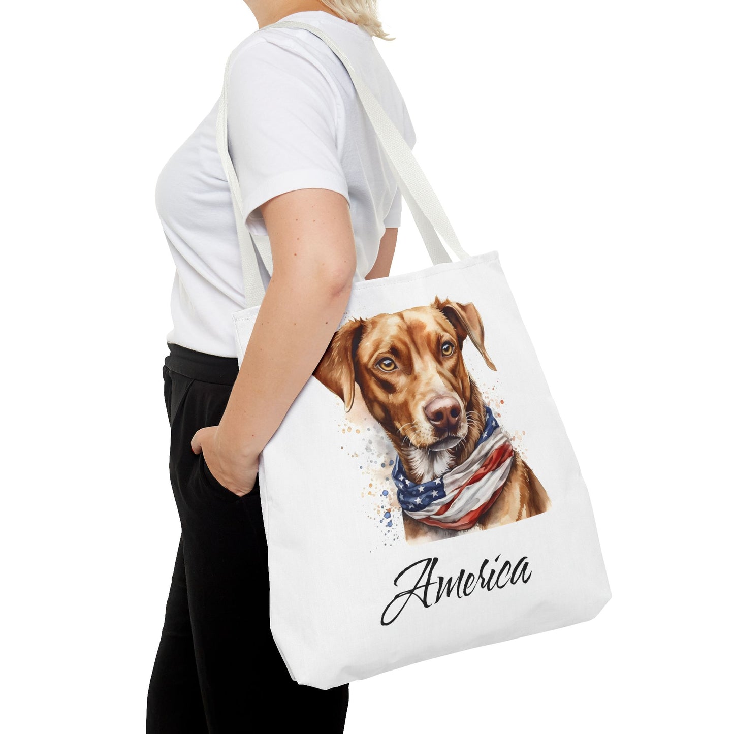 Patriotic Dog - 18" Large Tote Bag