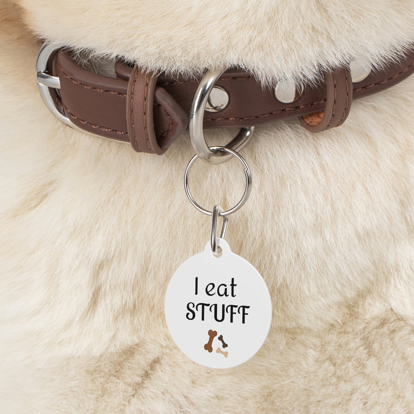 I Eat Stuff Funny Dog ID Tag | Cute Pet Tag | Personalized Dog ID Tag