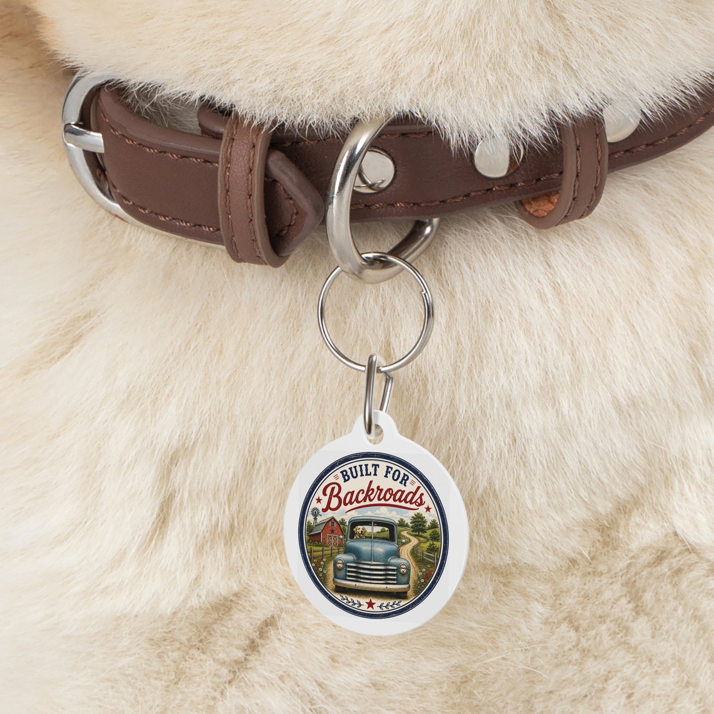 Built For Backroads Personalized Americana Dog Tag | Vintage Farmhouse Dog ID Tag | Custom Pet Tag | Dog Days Mercantile