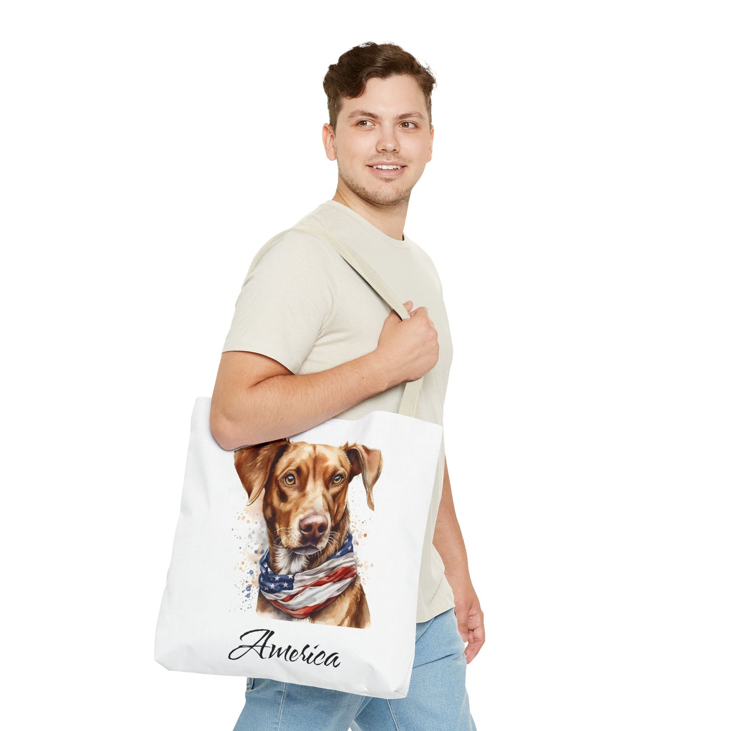Patriotic Dog - 18" Large Tote Bag